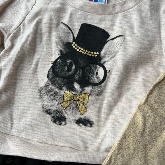 Healthtex Cream Gold and Black Tutu Top and Gold Leggings Set - Picture 3 of 5